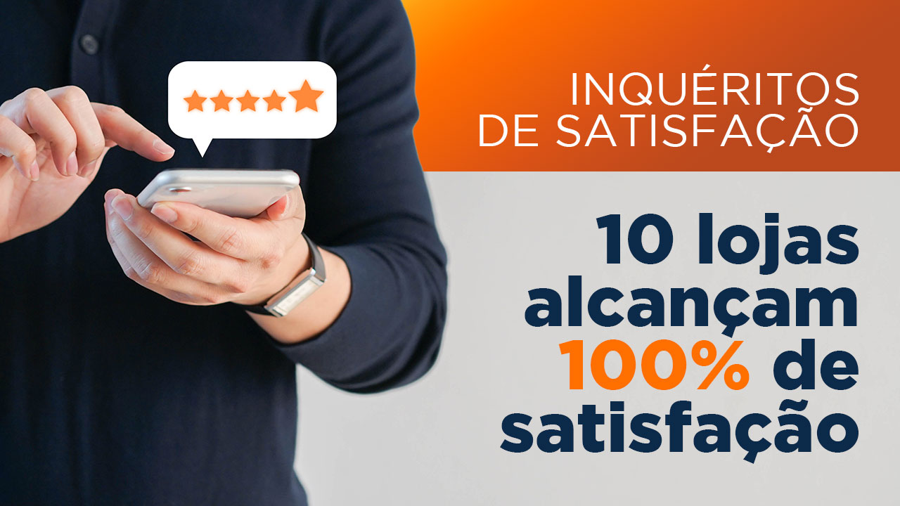 Inquéritos de satisfação - 10 lojas alcançam 100% de satisfação